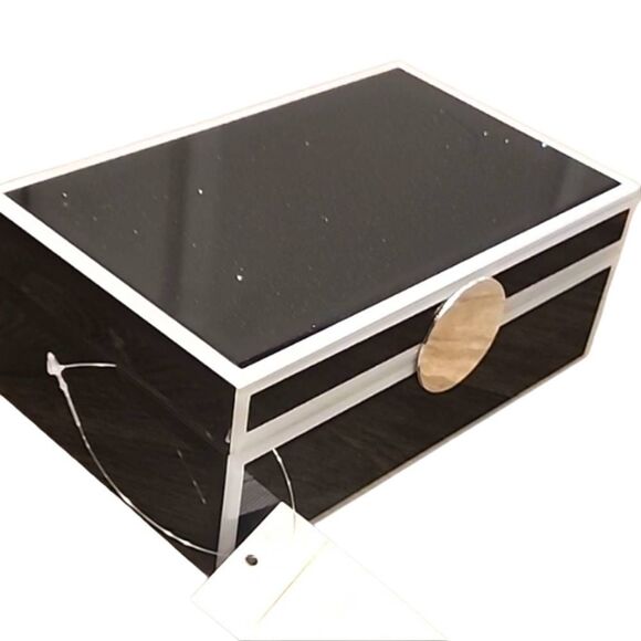Heaton & Parke Glitter Silver Accented Decorative Glass Storage Box - Picture 1 of 8